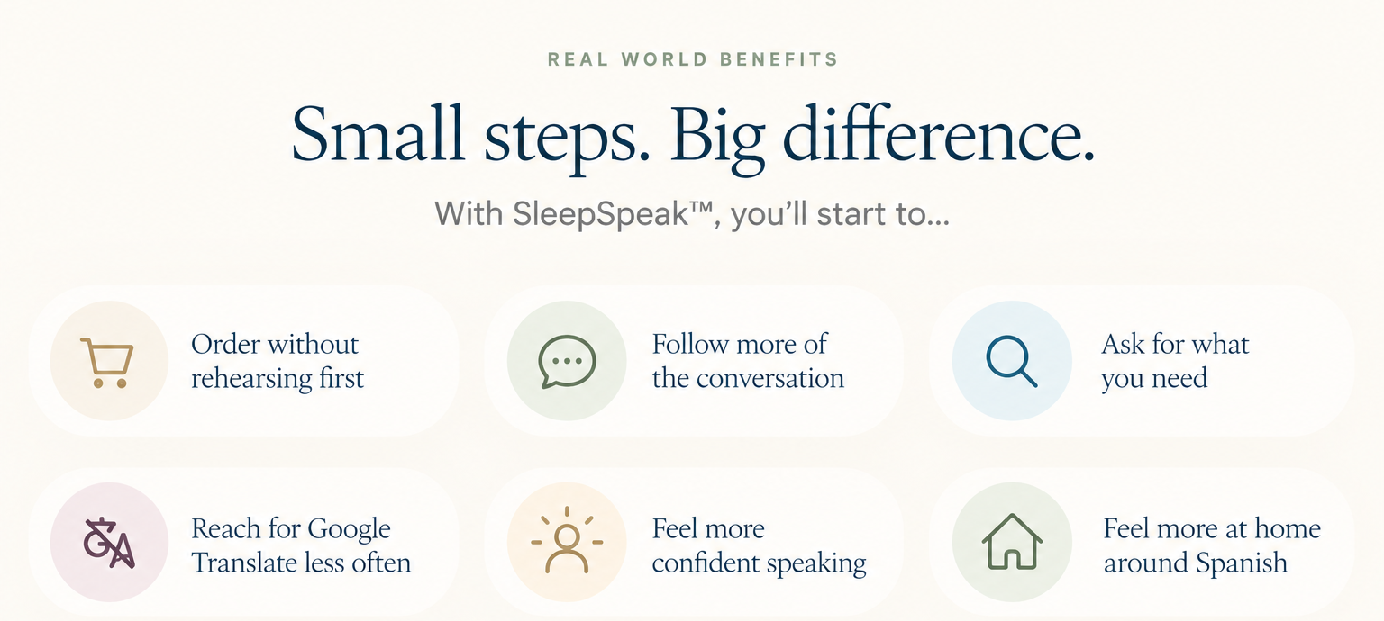Small steps. Big difference. SleepSpeak benefits graphic